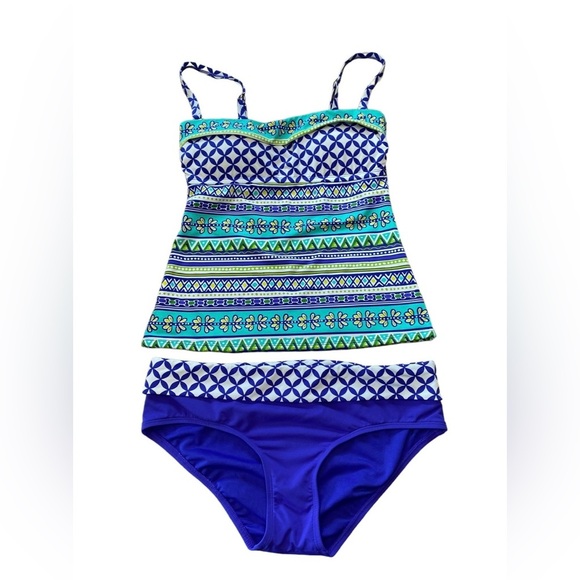 NEW, Bleu Rod Beattie, Printed Tankini Set, Size 6, Blue, White, Turquoise 🌴 - Picture 7 of 11